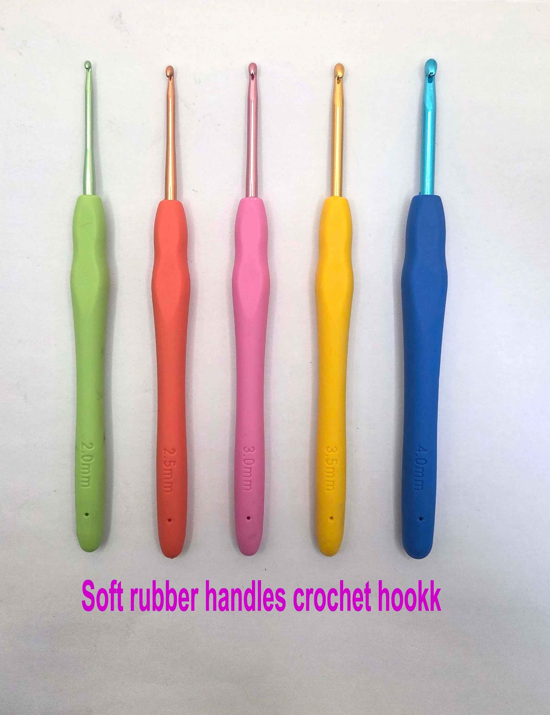 1pc or set of Aluminum Crochet Hook With Colored Soft Handles photo 2